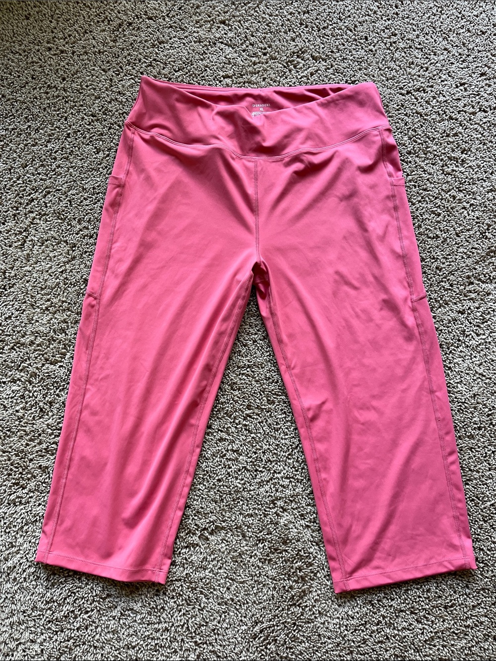 NWT G GRADUAL High Waisted Capri Leggings with Pockets coral/Pink XL crop pant